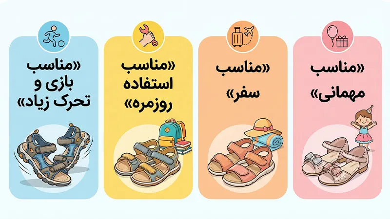 صندل بچگانه مناسب برای موقعیت های مختلف
